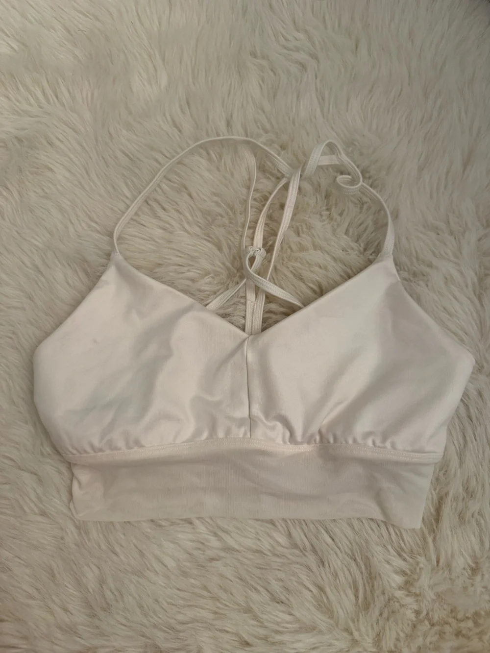 ALO Yoga Light Cream IVORY Strappy Bralette Mesh